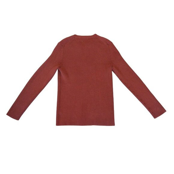 Vintage Express Ribbed Knit Sweater Rust Red Orange Women's M Boho Earth Girl - Picture 7 of 8